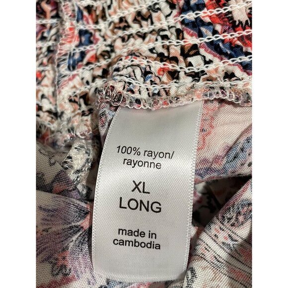 Maurices XL Long Smocked Waist Boho Printed Skirt 100% Rayon Multicolor Womens - Picture 8 of 13